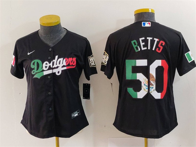 Women's Los Angeles Dodgers #50 Mookie Betts Black Mexico Stitched Jersey(Run Small)